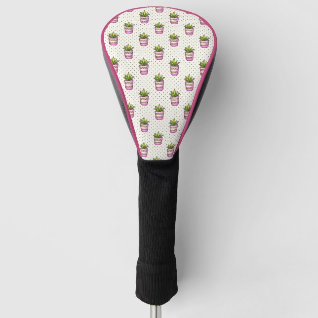 Couvre-club De Golf Motif de point Polka Succulent Aquarelle (Devant)