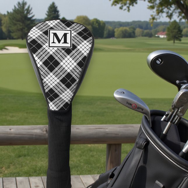 Couvre-club De Golf Motif de tatan noir et blanc personnalisé Monogram (Créateur téléchargé)
