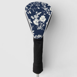 Couvre-club De Golf Motif de toile florale vintage bleu (12)