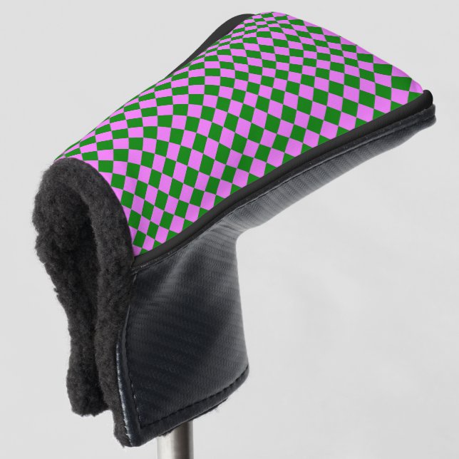 Couvre-club De Golf Motif diamant Pink Green Checker (Devant 3/4)