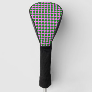 Couvre-club De Golf Motif diamant Pink Green Checker