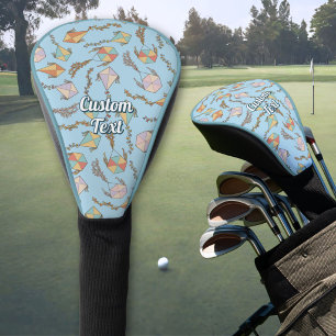 Couvre-club De Golf Motif d'icônes de cerf-volant bleu clair