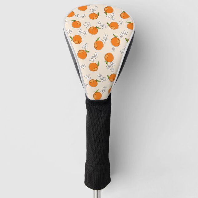 Couvre-club De Golf Motif d'oranges et de fleurs (Devant)