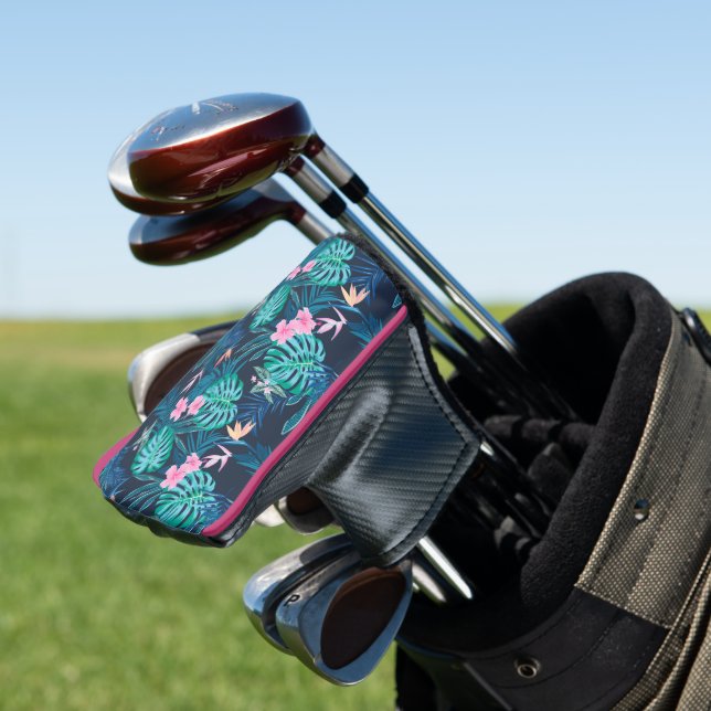 Couvre-club De Golf Motif du Jardin des Fleurs Tropicales Bleues (In Situ)