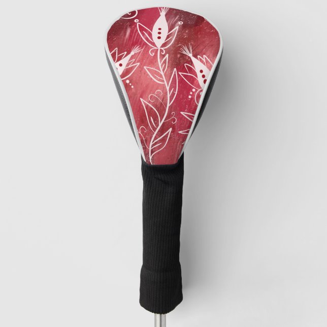 Couvre-club De Golf Motif Floral Rouge Et Blanc (Devant)