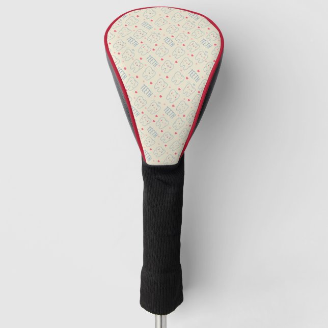 Couvre-club De Golf Motif heureux en pastel de dents (Devant)