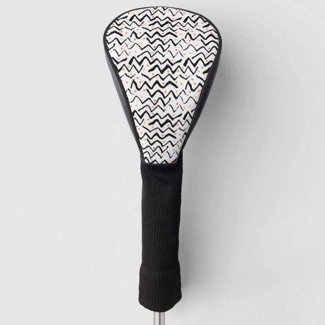 Couvre-club De Golf Motif noir de courses et de points de brosse (Devant)
