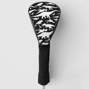 Couvre-club De Golf Motif noir et blanc de dinosaure