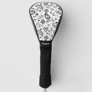 Couvre-club De Golf Motif noir et blanc Paisley