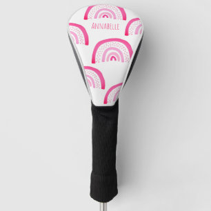 Couvre-club De Golf Motif personnalisé Girl Pink Rainbow