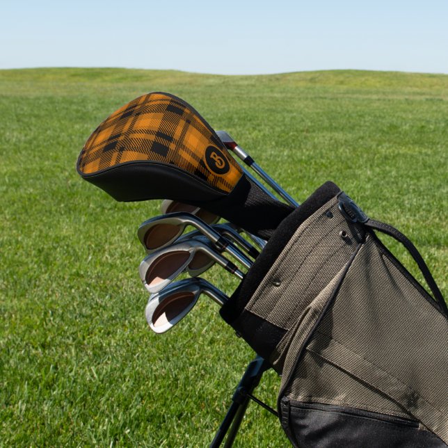 Couvre-club De Golf Motif plaid noir et brun (In Situ)