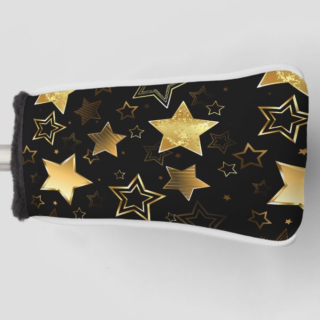 Couvre-club De Golf Motif sans couture avec étoiles d'or (Devant)