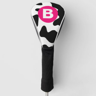 Couvre-club De Golf Motif vache fantaisie patch monogramme rose