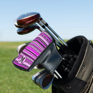 Couvre-club De Golf Motif violet et noir Jouer des bandes Personnalisé