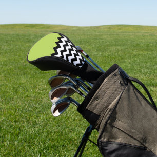 Couvre-club De Golf Motif Zigzag noir et blanc, Chevron, Vert