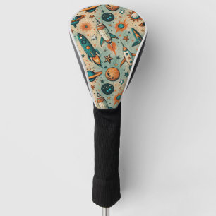 Couvre-club De Golf Navires vintages à fusée spatiaux Motif -Cosmos(7)