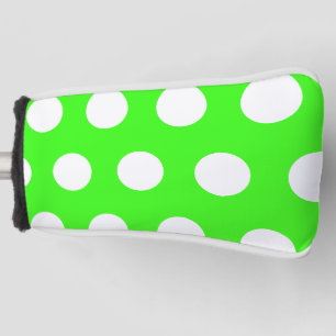 Couvre-club De Golf Neon Green Blanc Grand Pois