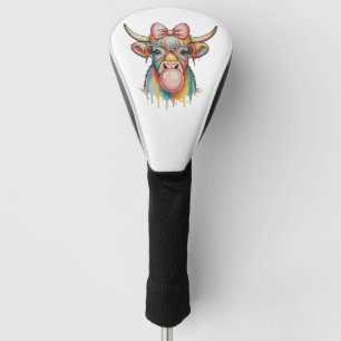 Couvre-club De Golf Nœud Coquette Rose Vache Highland Bubblegum