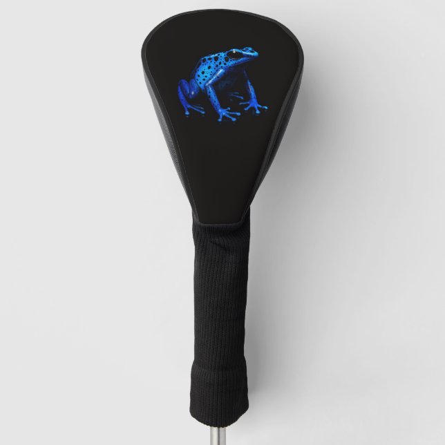 Couvre-club De Golf Noir 4 Luxe Golf Driver Cover, Blue Frog (Devant)