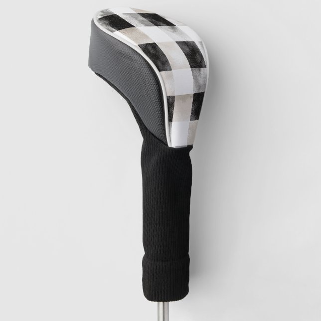 Couvre-club De Golf Noir Chic Crème Plaid Noël (Incliné)