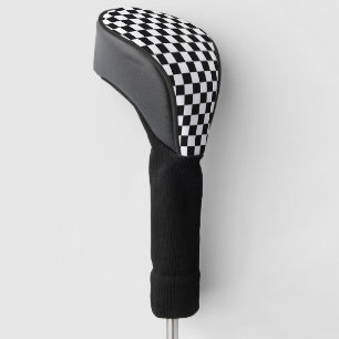 Couvre-club De Golf Noir et Blanc à carreaux