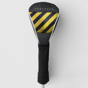 Couvre-club De Golf Noir Jaune Danger Stripes Ingénieur de constructio