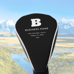Couvre-club De Golf Nom commercial modifiable et Slogan   Noir & Blanc