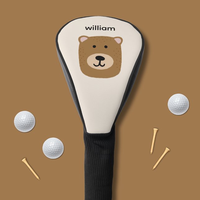 Couvre-club De Golf Nom de l'ours Brown (Brown bear personalized golf head cover)