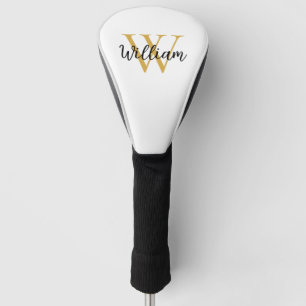 Couvre-club De Golf Nom de monogramme Gold Simple Personnalisé