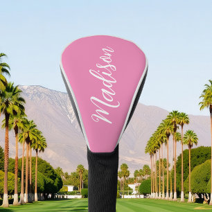 Couvre-club De Golf Nom des filles roses tendance Script manuscrit per