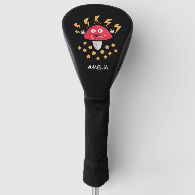 Couvre-club De Golf Nom du champignon métallique lourd amusant (Devant)