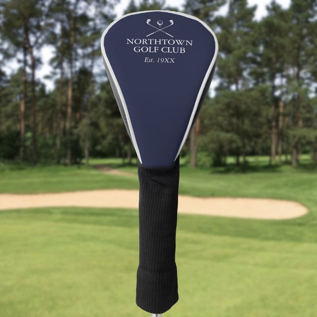 Couvre-club De Golf Nom du club de golf personnalisé Marine Blue (Personalized Golf Club Name Navy Blue Golf Head Cover)