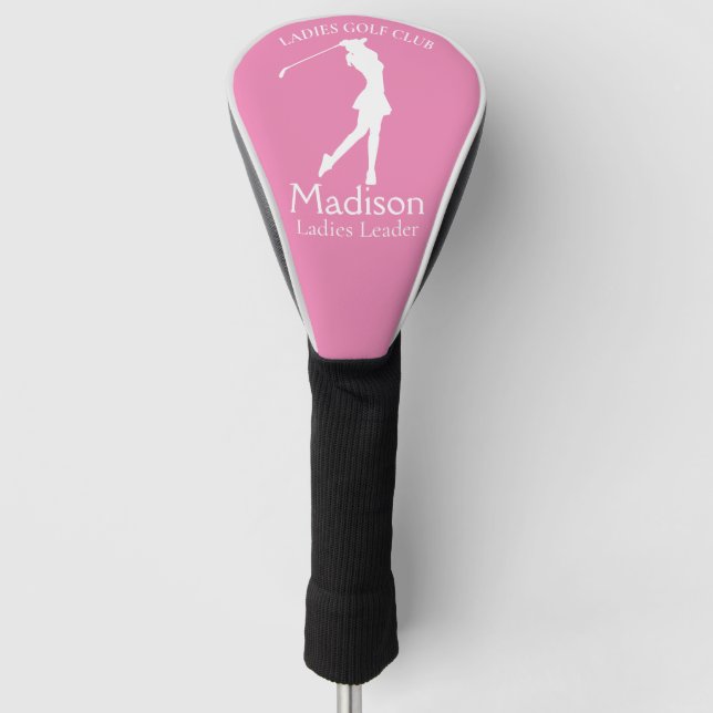 Couvre-club De Golf Nom du club féminin personnel rose (Devant)
