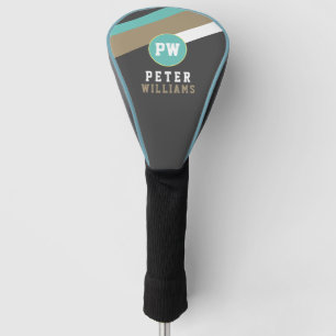 Couvre-club De Golf Nom du joueur avec des rayures gris foncé