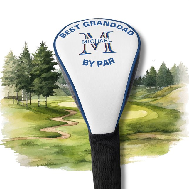 Couvre-club De Golf Nom du monogramme personnalisé Meilleur grand-père (Créateur téléchargé)