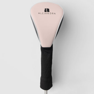 Couvre-club De Golf Nom du monogramme rose gras moderne