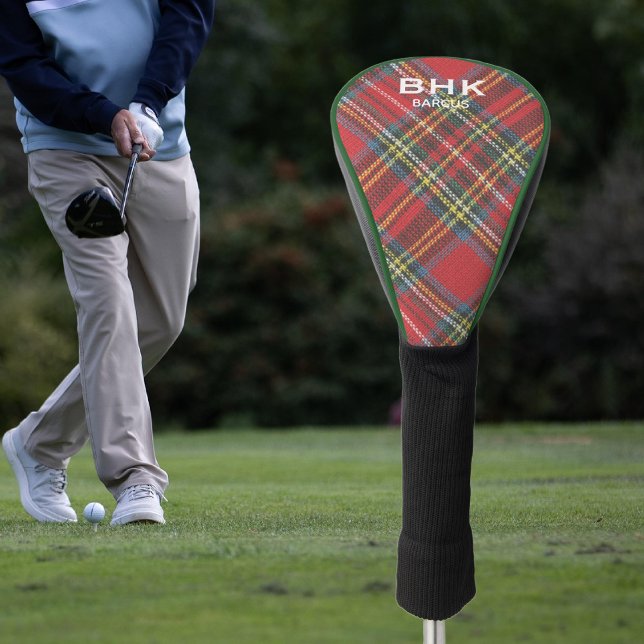 Couvre-club De Golf Nom du monogramme, Royal Stewart Tartan Plaid (Créateur téléchargé)