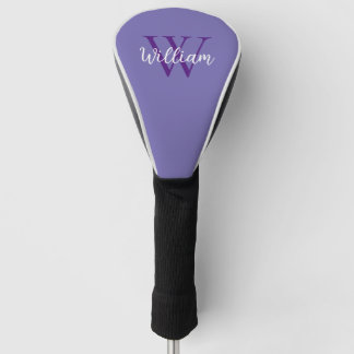 Couvre-club De Golf Nom du monogramme violet personnalisé