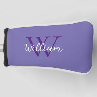 Couvre-club De Golf Nom du monogramme violet personnalisé