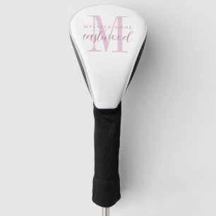 Couvre-club De Golf Nom élégant en écriture manuscrite Monogramme rose