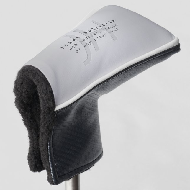 Couvre-club De Golf Nom et Slogan modifiable moderne | Gradient gris (Devant 3/4)