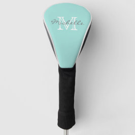 Couvre-club De Golf Nom minimal élégant et Monogram Aqua
