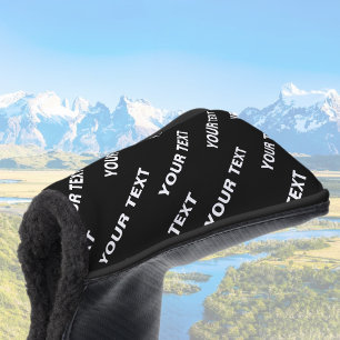 Couvre-club De Golf Nom modifiable répété en gras   Blanc noir simple