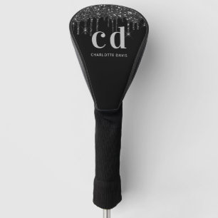 Couvre-club De Golf Nom monogramme des gouttes de parties scintillant