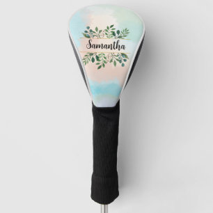 Couvre-club De Golf Nom Personnalisable Avec Design Feuille Vert