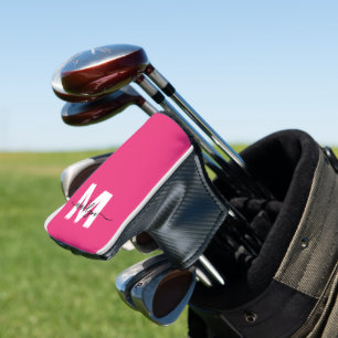 Couvre-club De Golf Nom personnalisé avec monogramme rose