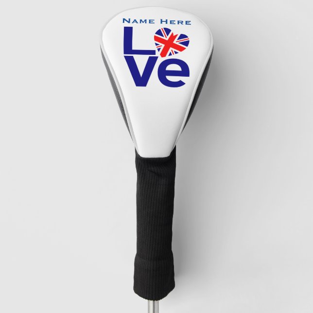 Couvre-club De Golf Nom personnalisé British Blue LOVE (Devant)