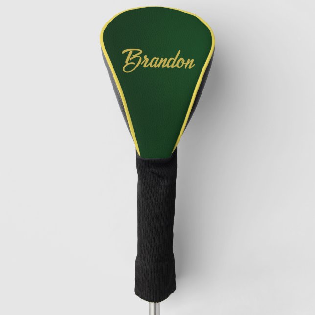 Couvre-club De Golf Nom personnalisé cuir vert (Devant)