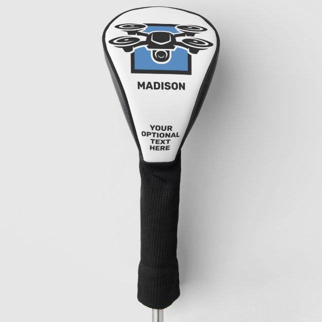 Couvre-club De Golf Nom personnalisé et drone de texte (Devant)