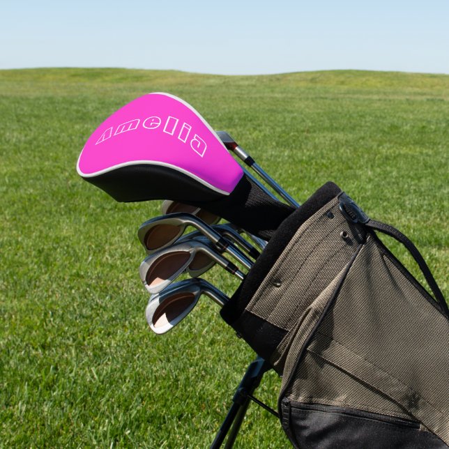Couvre-club De Golf Nom personnalisé Hot Rose simple (In Situ)